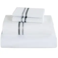 Just Home Collection - Juego de Sábanas King Size Nórdico de 180 hilos Blanco