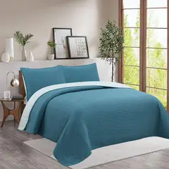 Casa Bonita - Colcha Matrimonial Estampado Prom Azul Turquesa