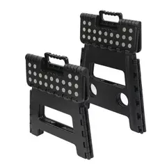 Just Home Collection - Set de 2 bancos plegables negros