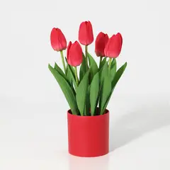 Just Home Collection - Flor artificial tulipan rojo