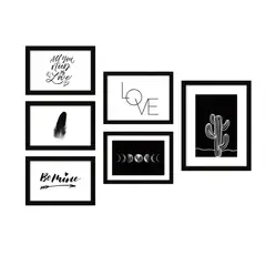 Just Home Collection - Set de 5 marcos para fotografías Negro