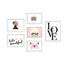 Just Home Collection - Set de 5 marcos para fotografías Blanco