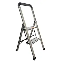 Just Home Collection - Escalera de aluminio de 2 escalones ultra delgada Gris