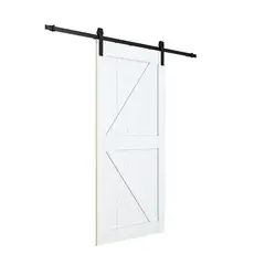 Holztek - Puerta corrediza tipo Granero MDF de 213.4 x 91.4 cm Blanco