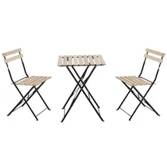 Just Home Collection - Juego de Balcón Slats Madera 2 Personas