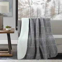 Just Home Collection - Frazada con Borrega Sherpa Roll de 125 x 150 cm Gris