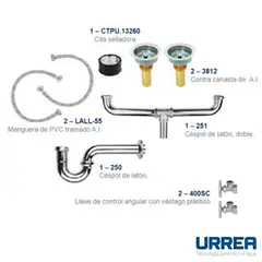 Urrea - Kit de Reparación de Latón, Doble para Fregadero