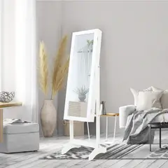 Just Home Collection - Espejo de Cuerpo Completo con Armario Joyero de 41 x 150 cm Blanco