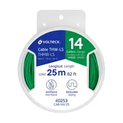 Volteck - Carrete con 25 m de Cable THHW-LS 14 AWG Verde,