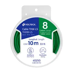 Volteck - Carrete con 10 m de Cable THHW-LS 8 AWG Verde,