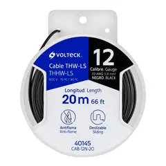 Volteck - Carrete con 20 m de Cable THHW-LS 12 AWG Negro,