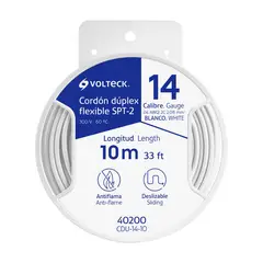 Volteck - Carrete con 10 m, Cordón Dúplex Flexible SPT 14 AWG,