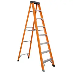 Ubermann - Escalera de Tijera de Fibra de Vidrio de 7 peldaños 2.48 m hasta 136 kg