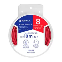 Volteck - Carrete con 10 m de Cable THHW-LS 8 AWG Rojo,