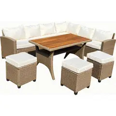Just Home Collection - Juego de Terraza Ratan Aston 6 Piezas