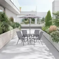 Just Home Collection - Juego de Comedor para Exterior Metal Nairobi 4 Personas