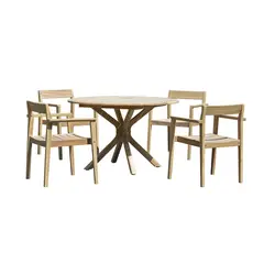Just Home Collection - Juego de Comedor para Exterior de Madera Luanda 4 Personas