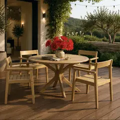 Just Home Collection - Juego de Comedor para Exterior de Madera Luanda 4 Personas