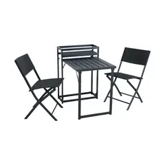 Just Home Collection - Juego de Balcón Metal Plegable 3 piezas