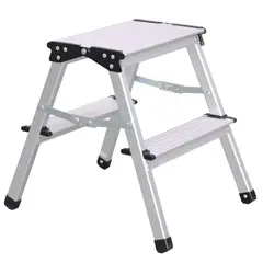Bauker - Escalera de paso de Aluminio de 2 peldaños 0.47 m hasta 150 kg