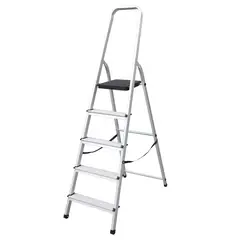undefined - Escalera de Tijera de Aluminio de 5 Peldaños con Plataforma 1.66 m hasta 150 kg