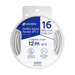Volteck - Carrete con 12 m Cordón Dúplex Flexible SPT 16 AWG,