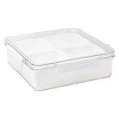 Just Home Collection - Contenedor 4 divisiones cuadrado con tapa