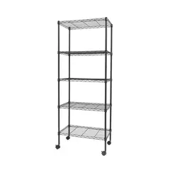 Just Home Collection - Estante de metal negro Heavy Duty 5 Niveles 60 x 154 x 35 cm