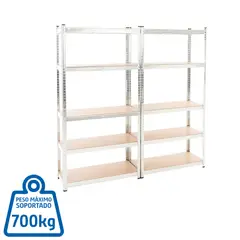 Fixser - Set 2 estantes de metal plateados 90 x 180 x 40 cm