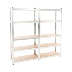 Fixser - Set 2 estantes de metal plateados 90 x 180 x 40 cm