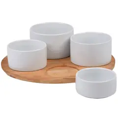 Just Home Collection - Set 4 platos con bandeja de bambú