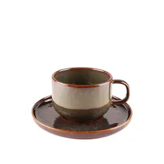 Just Home Collection - Set taza té + plato Glaze Brown