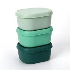 Just Home Collection - Set 3 contenedores silicona verde