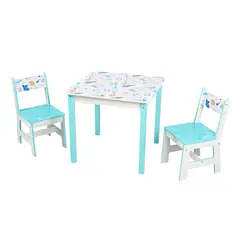 Just Home Collection - Set de Mesa con 2 Sillas Infantil Cohetes