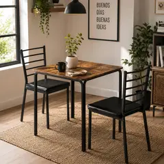 Just Home Collection - Set Comedor Mesa+ 2 Sillas Negro