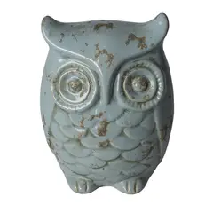 Just Home Collection - Búho de Decoración Azul 14 x 10 x 17 cm