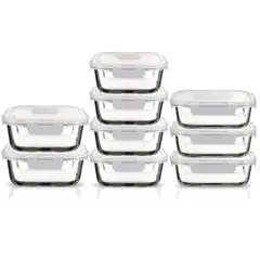Just Home Collection - Set 9 contenedores de vidrio con tapa