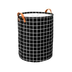 Just Home Collection - Cesto para Ropa Checker Negro
