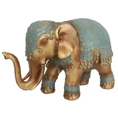 Just Home Collection - Fig Elefant Gold Turq D 14Cm