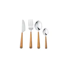 Just Home Collection - Juego de cubiertos con mango de madera 24 piezas