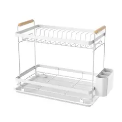 Just Home Collection - Escurridor de trastes blanco 2 niveles