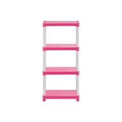 Italhome - Estante de plástico rosa 4 niveles 58 x 130 x 32 cm