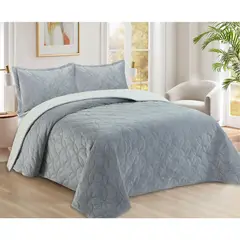Just Home Collection - Edredón Sherpa Individual Gris