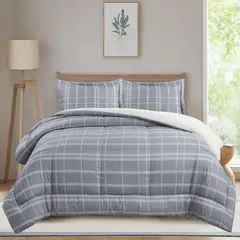 Just Home Collection - Edredón Sherpa King size Gris