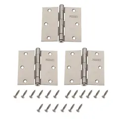 Fixser - Pack 3 Pzas de Bisagra 3x3 cm Plata