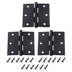 Fixser - Bisagra para Puerta 3.5" x 3.5" Negro, 3 Unidades