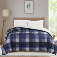 Just Home Collection - Edredón Individual cuadrille azul