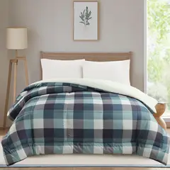 Just Home Collection - Edredón Cuadrille Matrimonial Verde