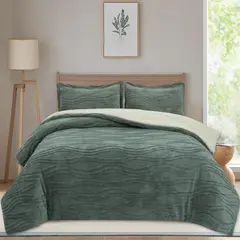 Just Home Collection - Edredón Boho Solid Individual Verde