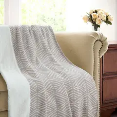 Just Home Collection - Manta Sherpa Print 125X150 Taupe